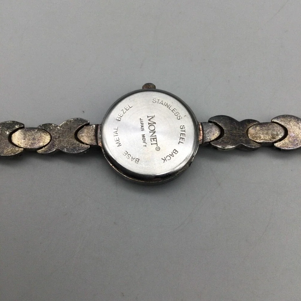 Vintage Monet Womens Watch 21mm Abalone Dial Silver Tone New Battery 7.25